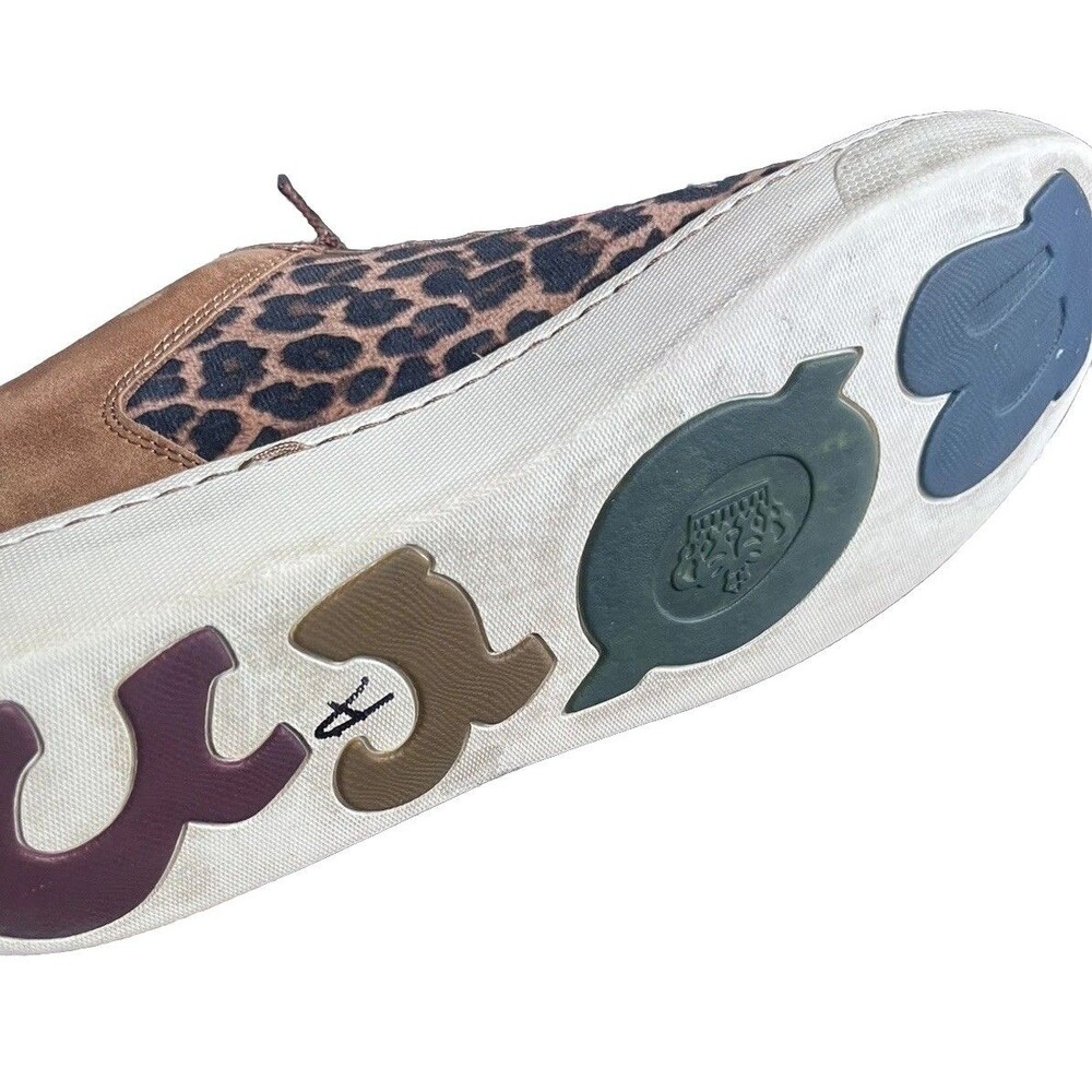 Born Leather Leopard Print Low Top Shoes Brown|White 10M Wm Comfort Tennis